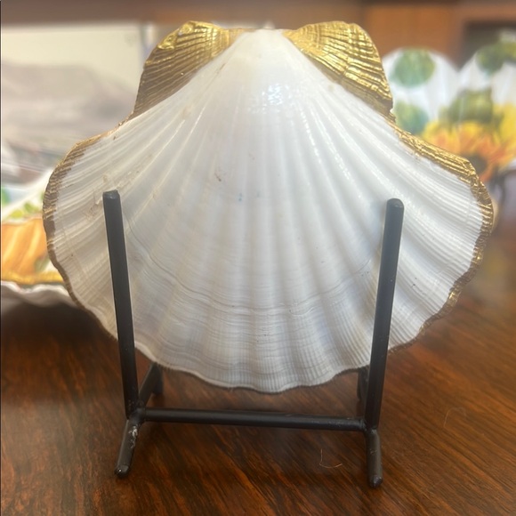 Gold and Blue organic Shell Decoration with Evil Eye Design - Picture 2 of 2